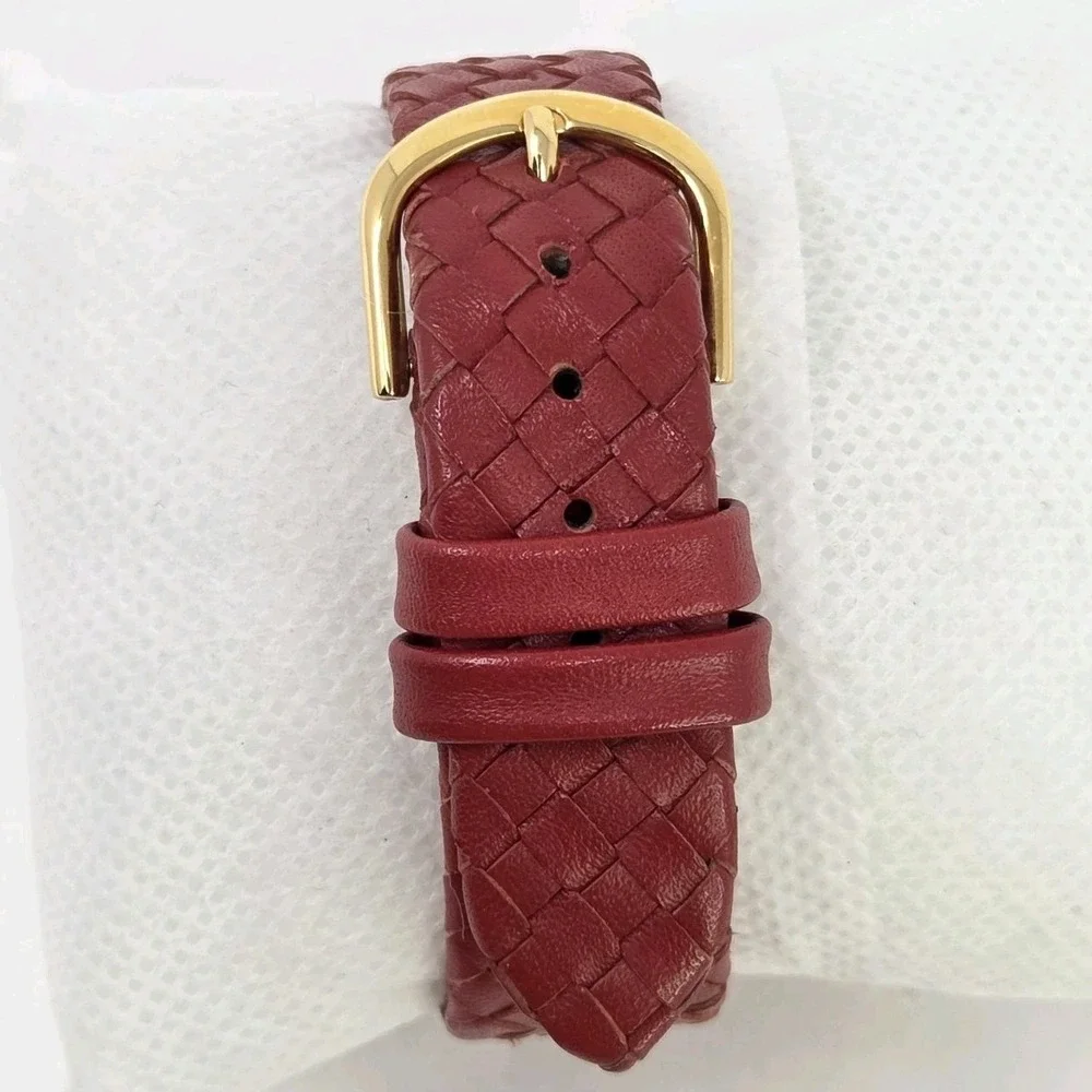 Joan Rivers Watch Women Gold Tone Red Basket Weave‎ Leather Band New Battery 9